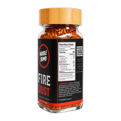 NoodleBomb Fire Dust &mdash; back label with ingredients and nutrition facts