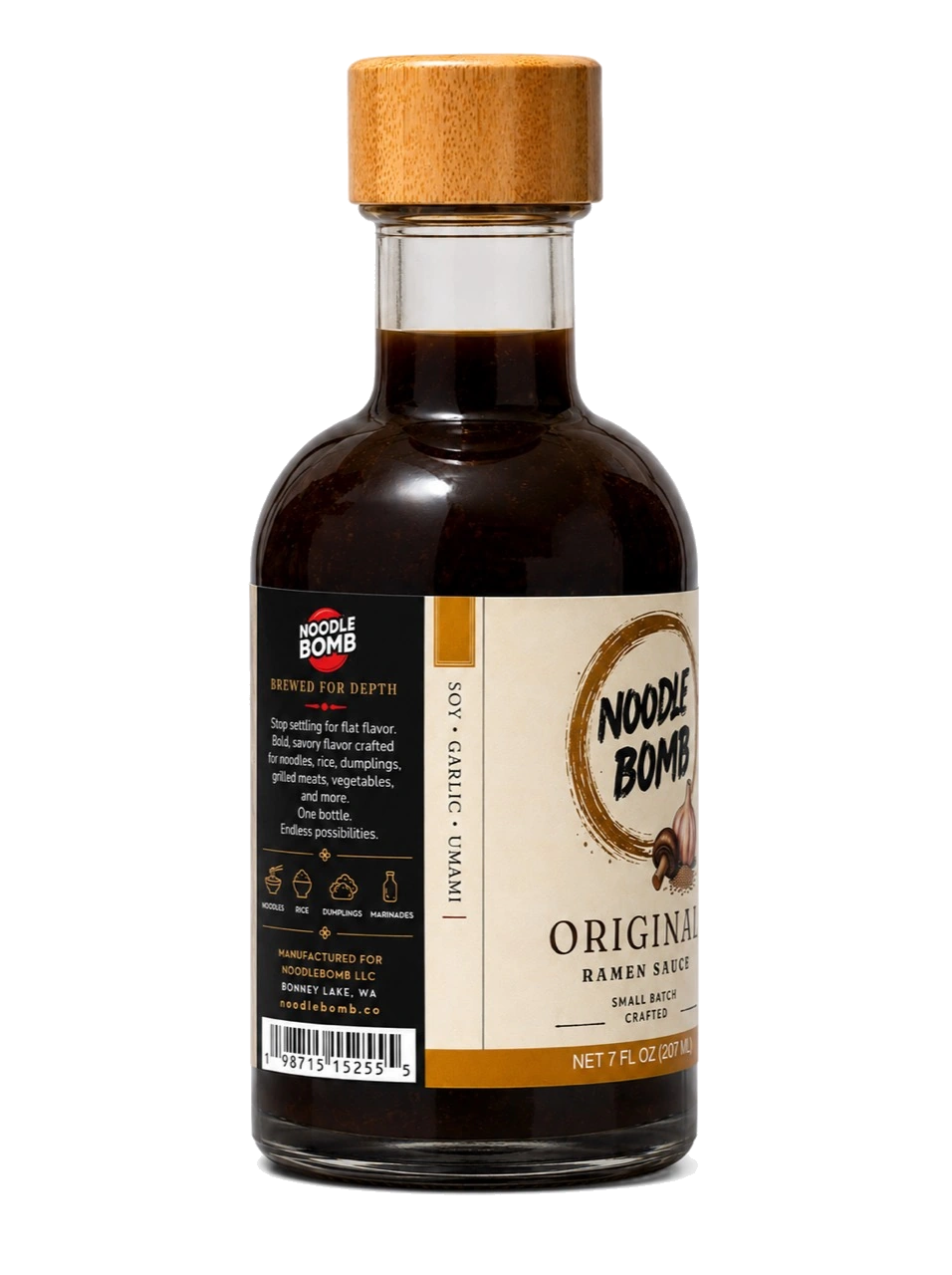 NoodleBomb Original &mdash; back label with ingredients and nutrition