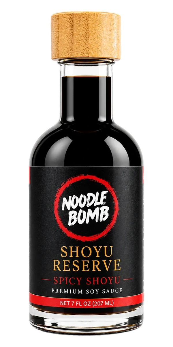NoodleBomb Spicy Shoyu soy sauce bottle