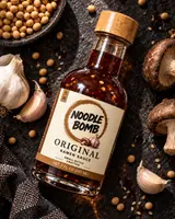 NoodleBomb Original ramen sauce arranged with serving ingredients