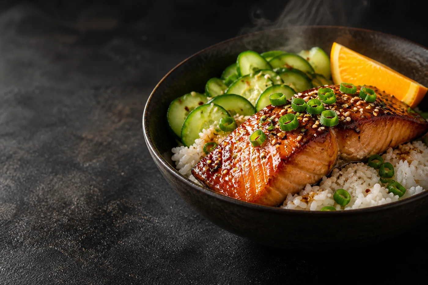 Crispy Rice Salmon Bowl serving illustration