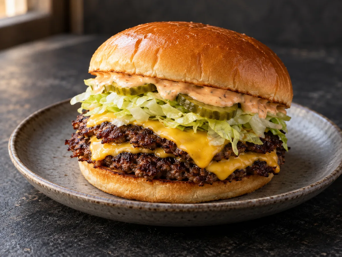 Spicy Tokyo Smashburger serving illustration