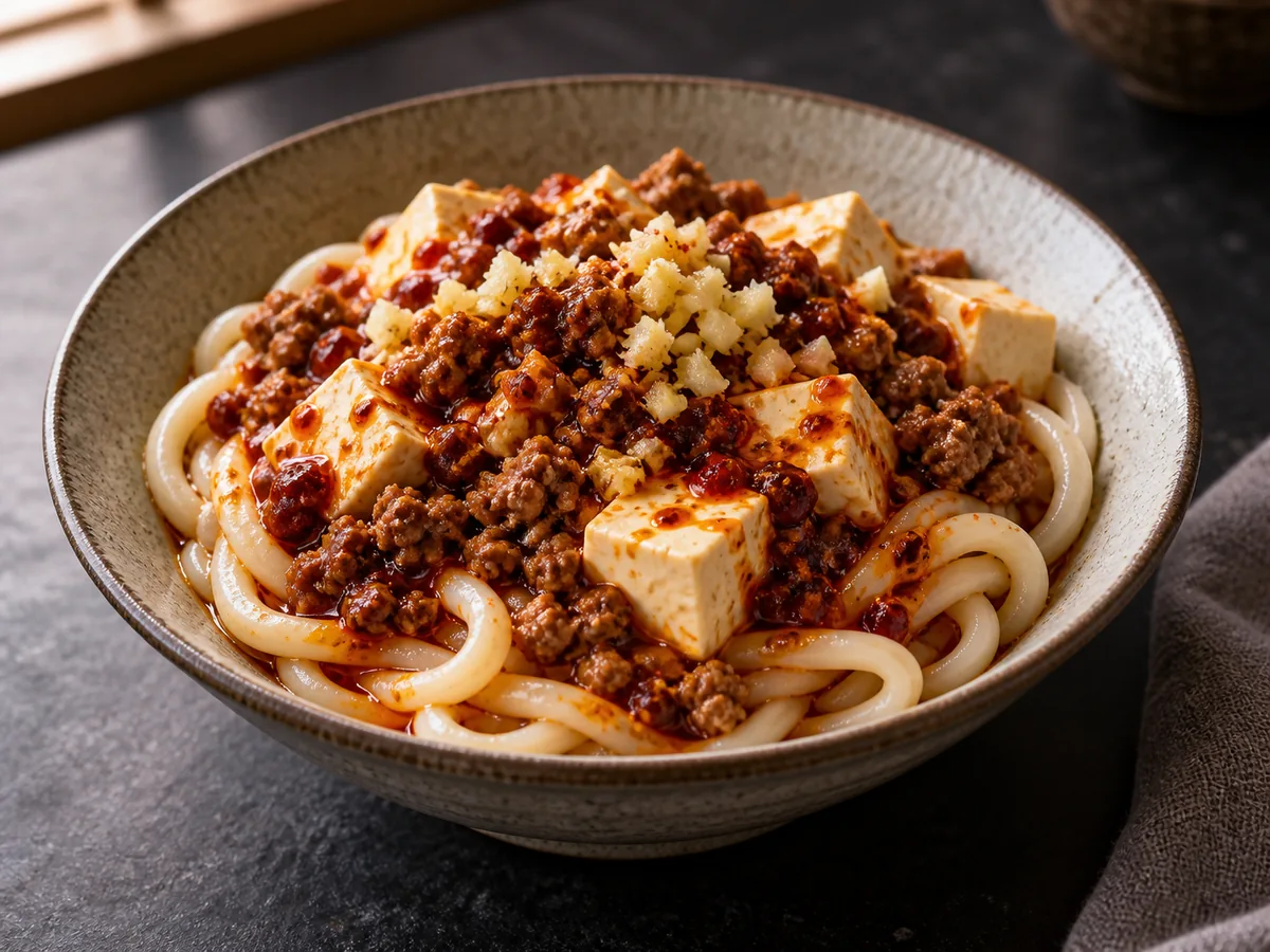 Tokyo Heat Mapo Udon serving illustration